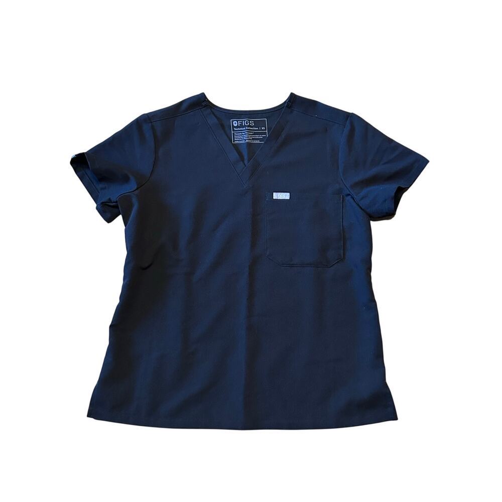 Figs Catarina One-Pocket‎ Scrub Top BLACK XS
